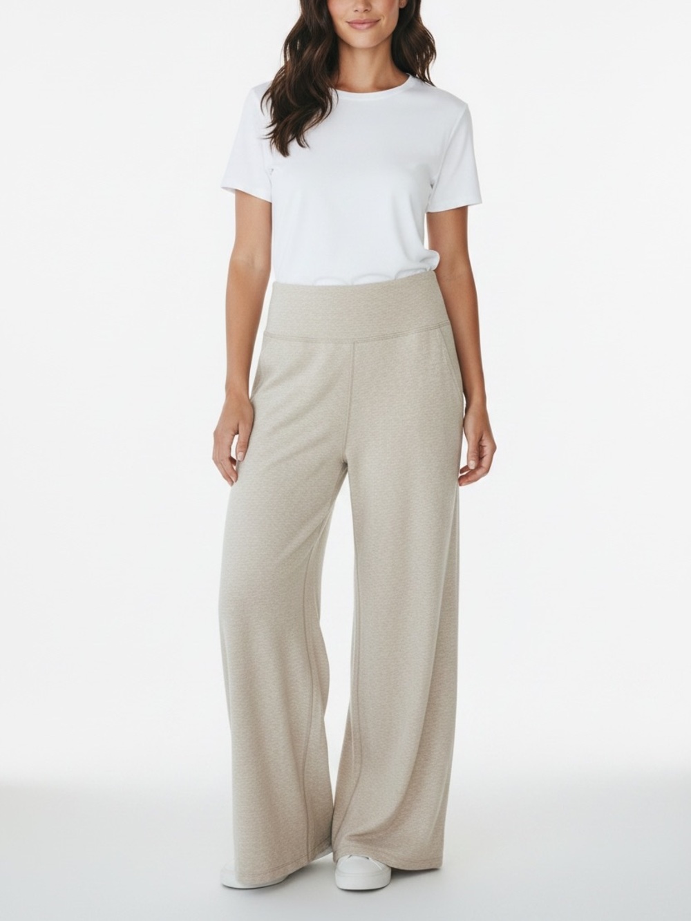 Beyond Yoga Spacedye Laid Back Wide Leg Pant 31" size Small in Oatmeal